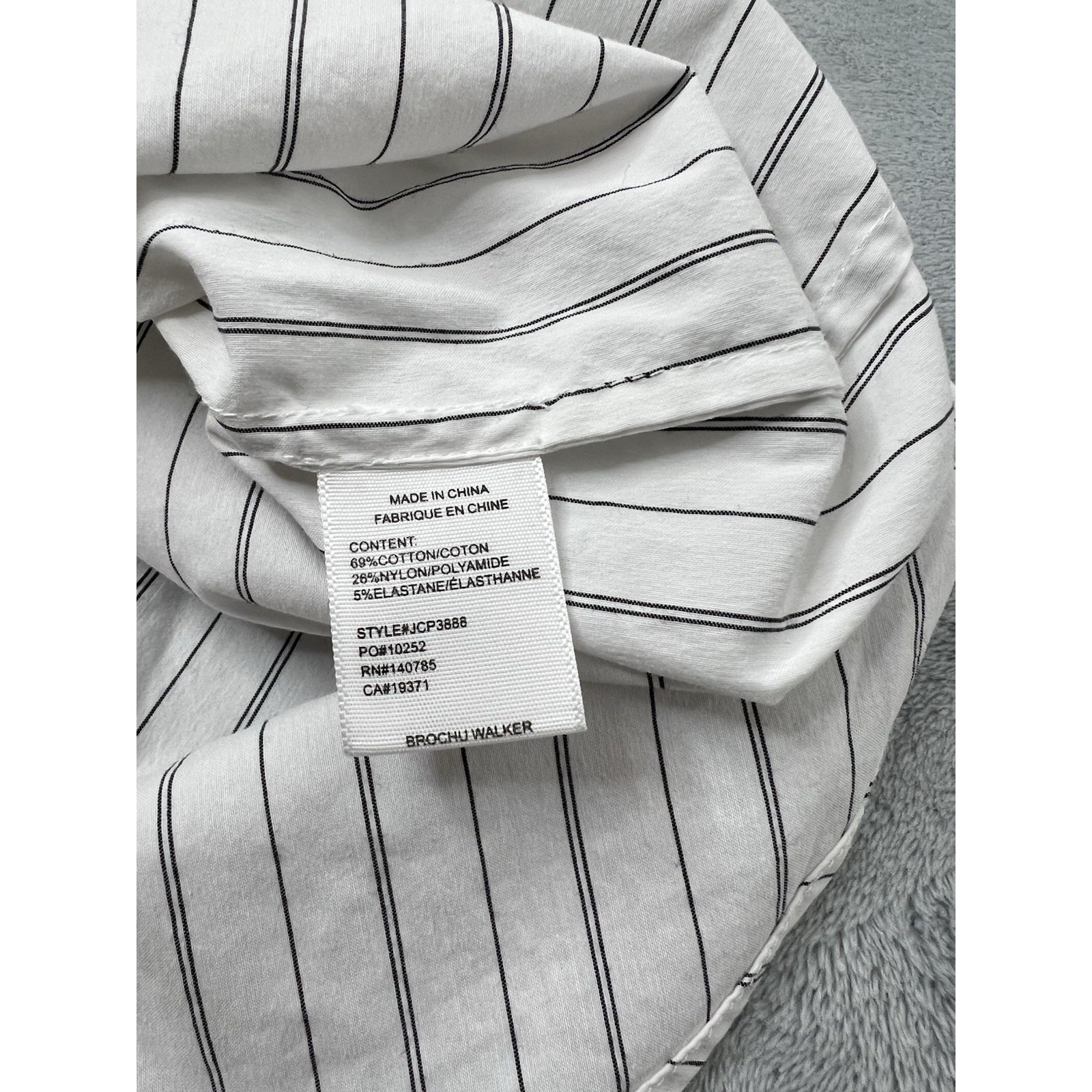 Brochu Walker Essential Shirt Womens Small White Oxford Black Pinstriped Jcp388 — image 4 of 8
